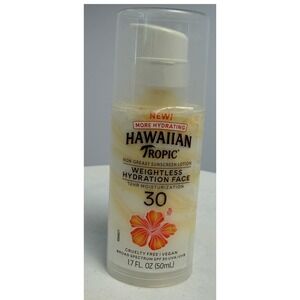 Hawaiian Tropic Weightless Hydration Face Sunscreen Lotion SPF 30 1.7oz New‎